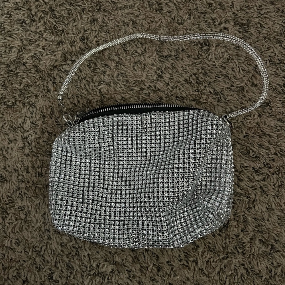 Glamorous Silver Mesh Clutch